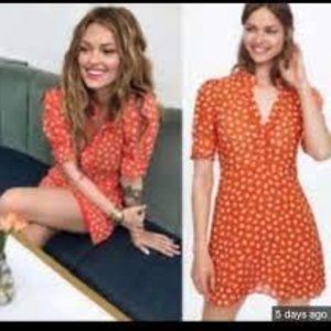 Zara Cheery Orange Floral Flower Pattern Dress.